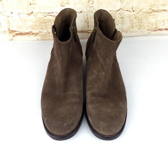 Italeau Waterproof Suede Leather Ankle Bootie Women 9 US 39.5 Brown Strap FLAW - Picture 5 of 13
